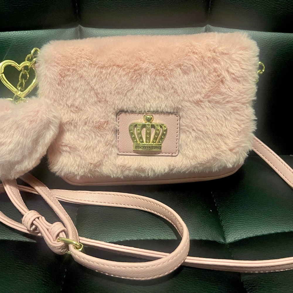 Pink furry juicy couture purse